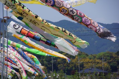 春の空を泳ぐ鯉のぼり